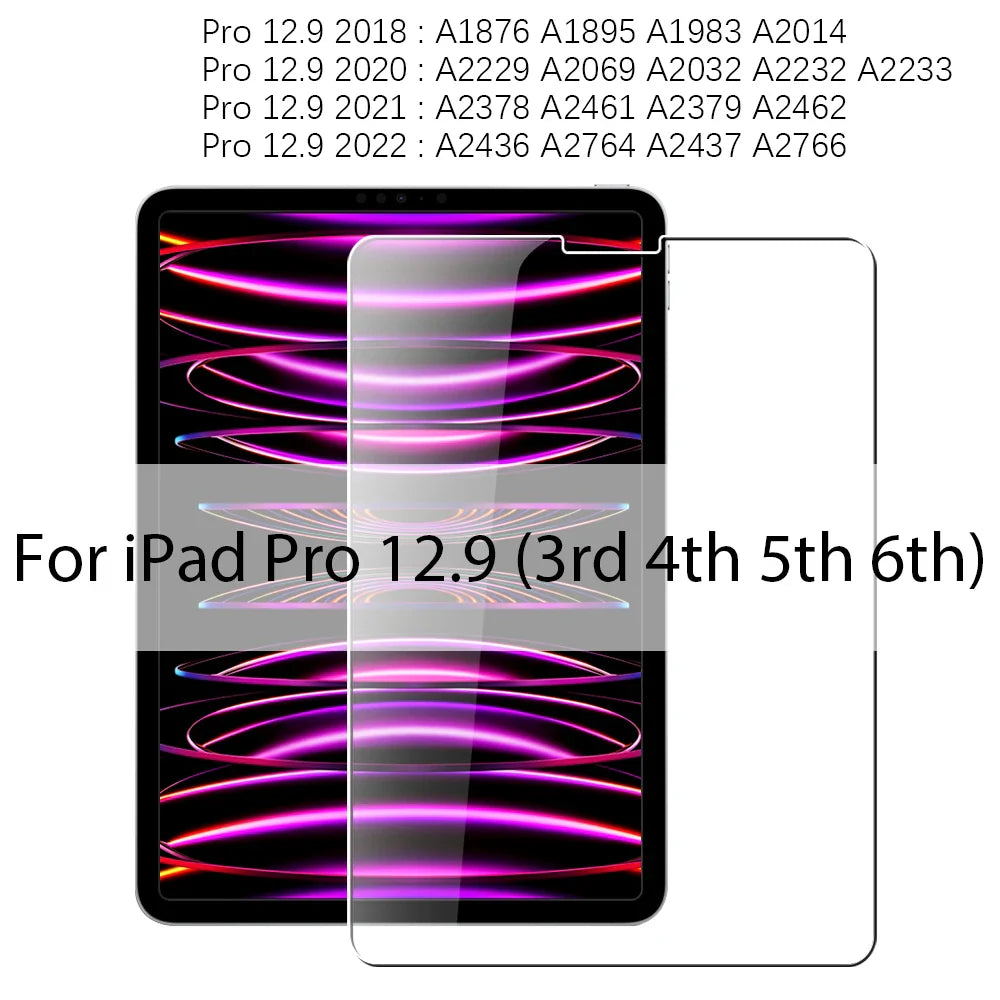 Tempered Glass Screen Protector for iPad Pro 11/12.9/13-inch, iPad Air & iPad Mini - 9H Anti-Fingerprint HD Scratch Resistant