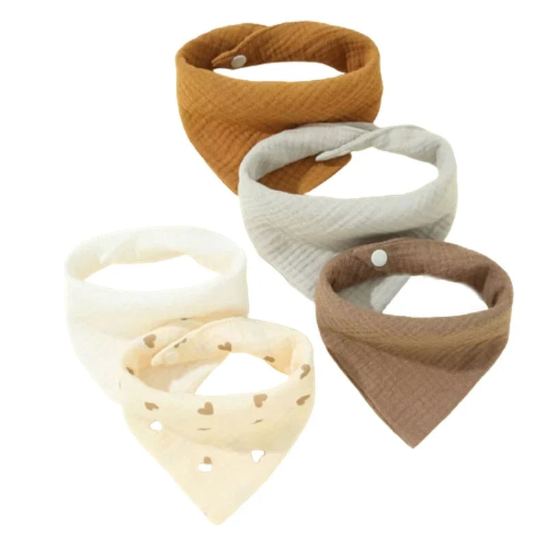 5-Pack Cotton Baby Drool Bibs Soft Absorbent Button Closure Unisex Newborn Infant Feeding Bibs