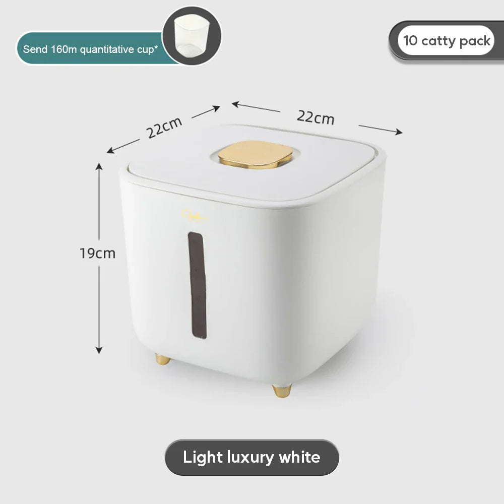 Airtight Pest-Proof Rice & Grain Storage Container — 5 kg / 10 kg (11 lb / 22 lb) Moisture-Proof Kitchen Bin with Double Silicone Seal, Pet Food Dispenser