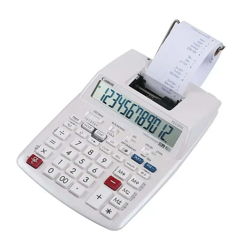 Dual-Color 12-Digit Printing Calculator for Accounting, Banking & Finance, Date/Time Print with Paper Roll
