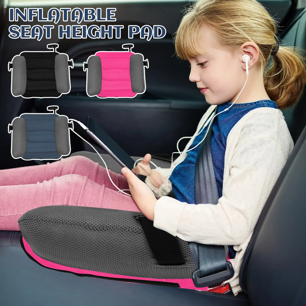 Inflatable Car Booster Seat for Kids – Portable PVC Travel Booster Cushion with Carry Bag, Universal