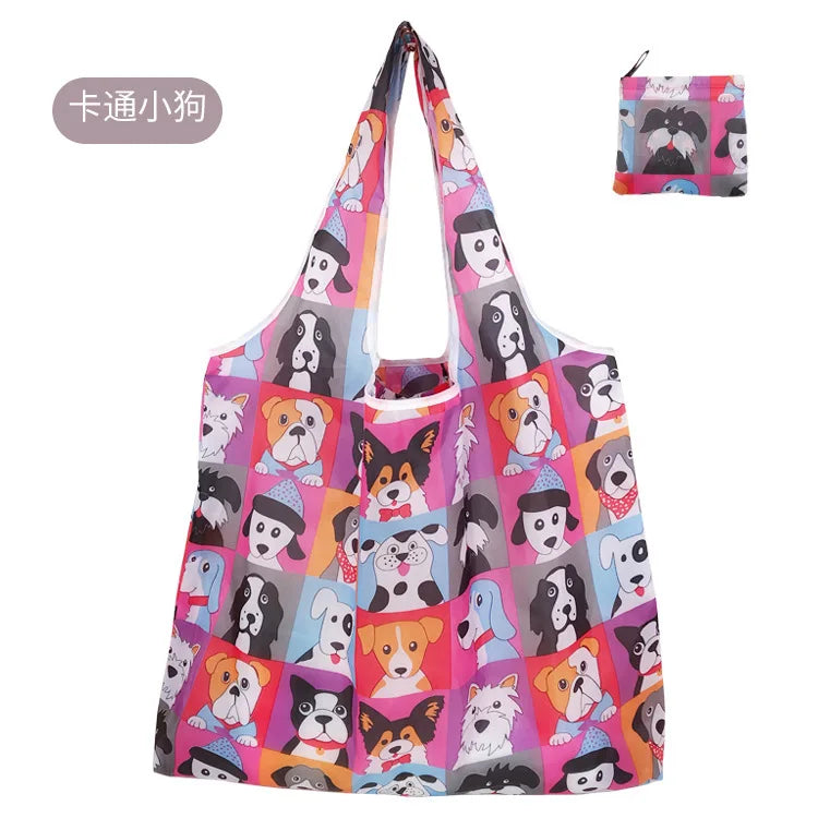 Large Foldable Reusable Shopping Tote Bag, Eco Grocery & Beach Shoulder Bag, Packable Polyester