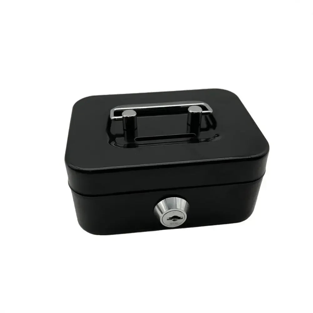 Metal Key Lock Cash Box with Handle – Small Lockable Money Organizer for Kids, 4.5 x 3.35 x 2.28 in (11.5 x 8.5 x 5.8 cm)