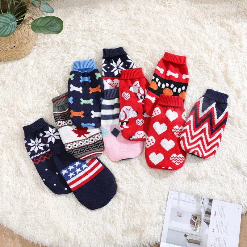 Cute Cartoon Cat Sweater Pullover – Warm Winter Knit Pet Coat for Cats & Small Breeds