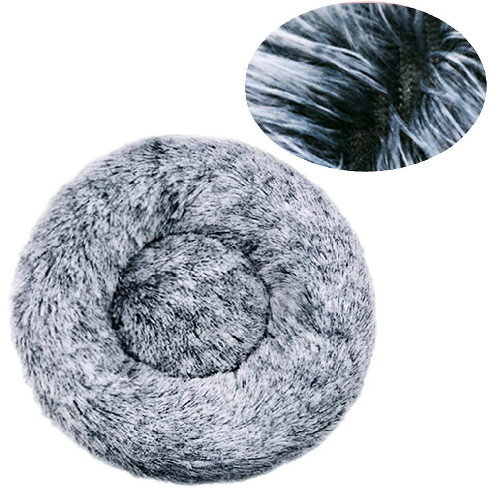 Round Plush Pet Bed, Washable Cozy Dog & Cat Sofa, Winter Warm, Multiple Sizes 16–35 in (40–90 cm)