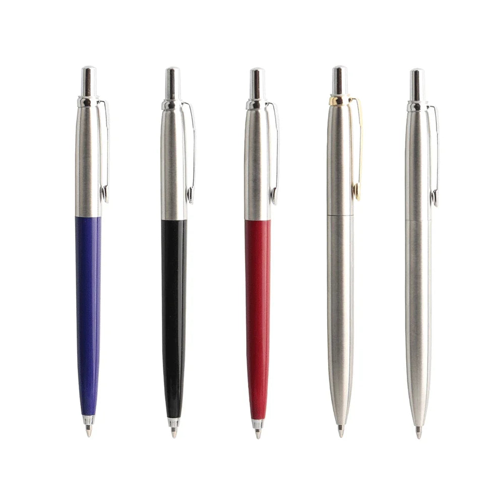 Metal Retractable Ballpoint Pens - 1/5 Pack, G2 Refill Compatible, 0.7mm Blue Ink Pens for School & Office