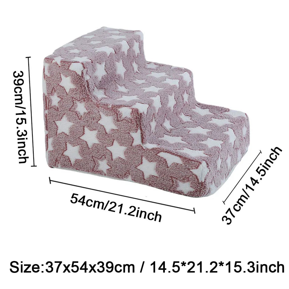 Pet Stairs for Dogs & Cats — 3- or 4-Step Detachable Sponge Ramp, Washable Waterproof Anti-Bite Pet Ladder