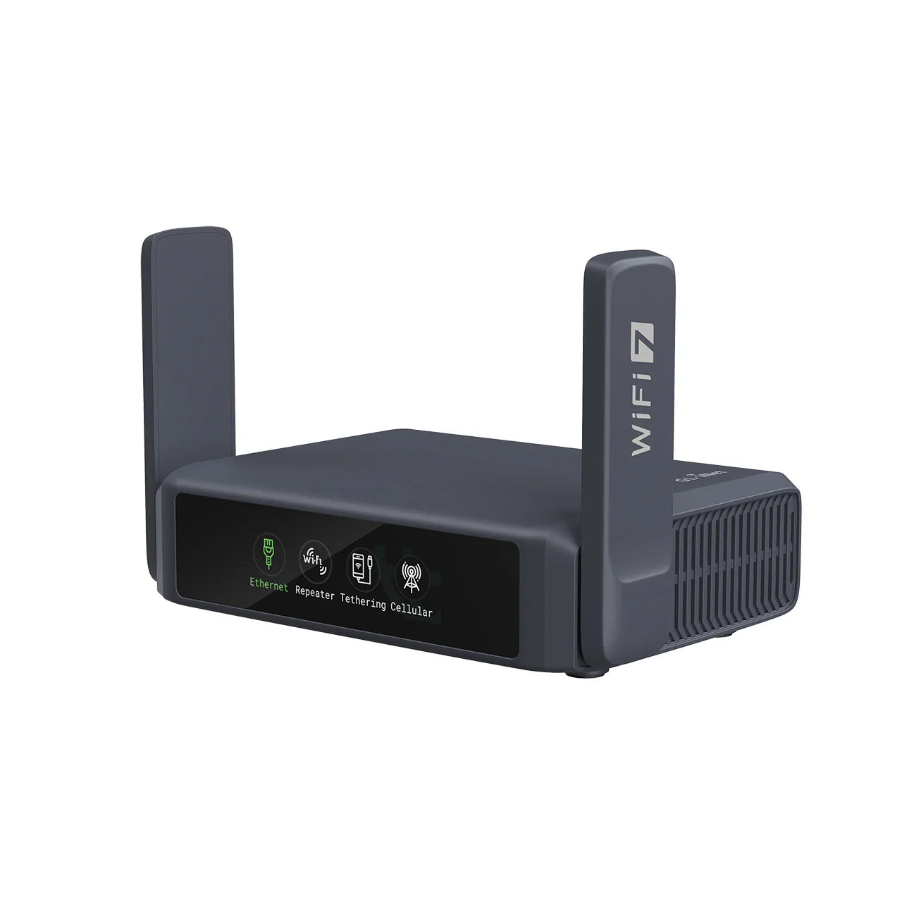 Wi‑Fi 7 Travel Router Touchscreen, Dual 2.5G Ports, Up to 3570 Mbps VPN Gaming Hotspot USB 3.0 Type‑C PD