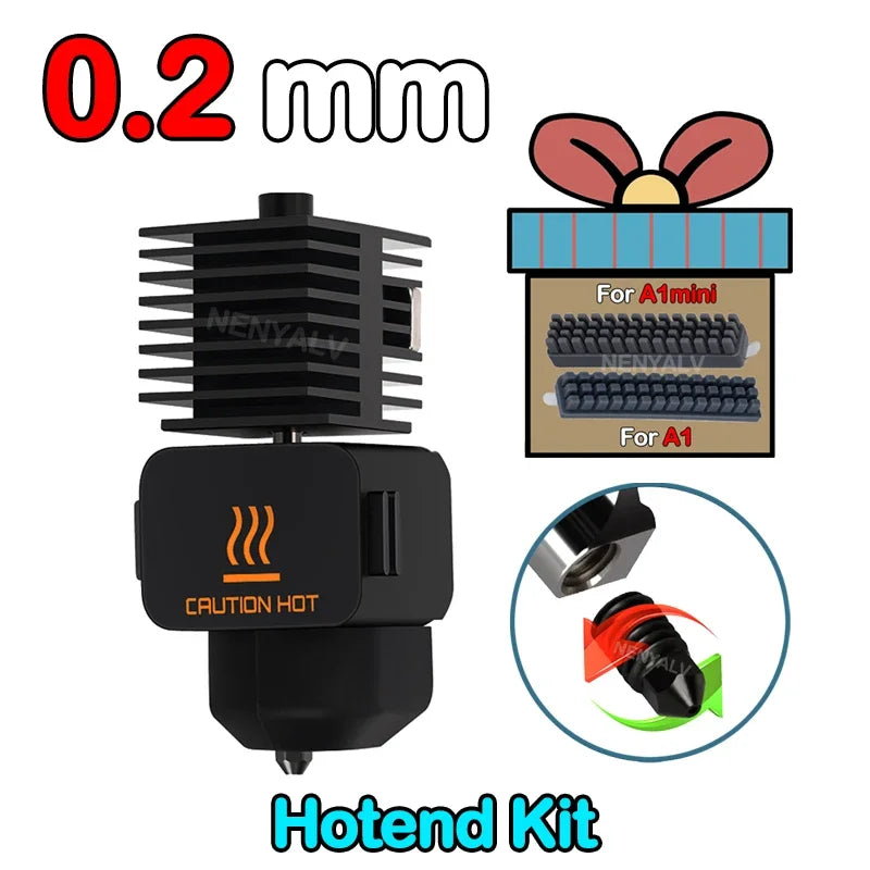 Replaceable Nozzle Hotend Kit for Desktop FDM 3D Printers — 0.2/0.4/0.6/0.8 mm (0.008/0.016/0.024/0.031 in)
