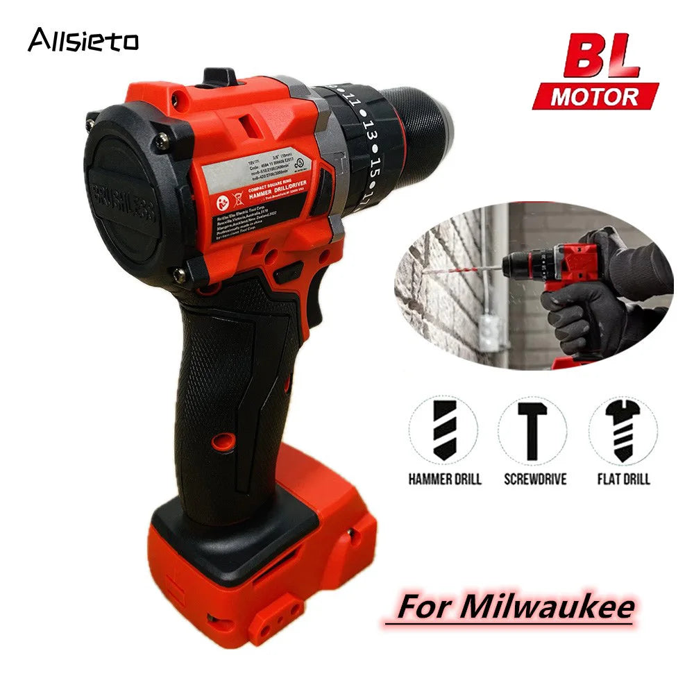 Brushless Cordless 18V Impact Drill Driver Compatible with Milwaukee Batteries, 3-Mode Hammer Drill & Screwdriver