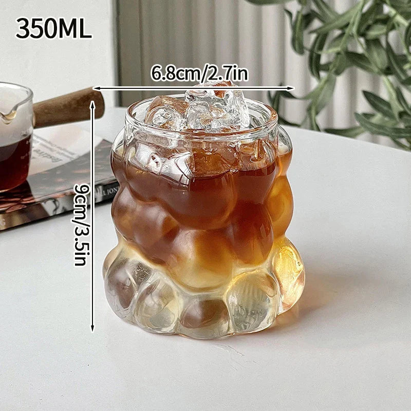 Aesthetic Borosilicate Glass Coffee Cups – Heat-Resistant Iced Coffee & Tea Glasses, 350ml (12oz) & 465ml (16oz)