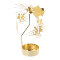 Gold Metal Rotating Tealight Candle Holder - Tabletop Spinner for Wedding Christmas Dinner Party Decoration Gift