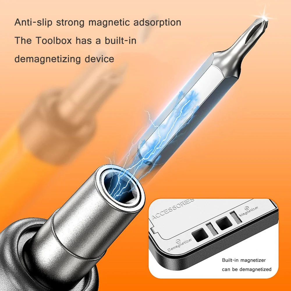 Precision Electric Screwdriver Set 38-Piece Rechargeable Wireless Mini Kit with USB-C Charging for Phone Laptop Camera Repair (CR-V Bits, Magnetic)