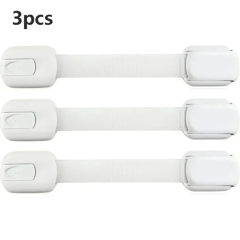 Adjustable Baby & Childproof Cabinet Safety Lock — Adhesive Drawer Latch Strap for Cabinets, Drawers & Appliances
