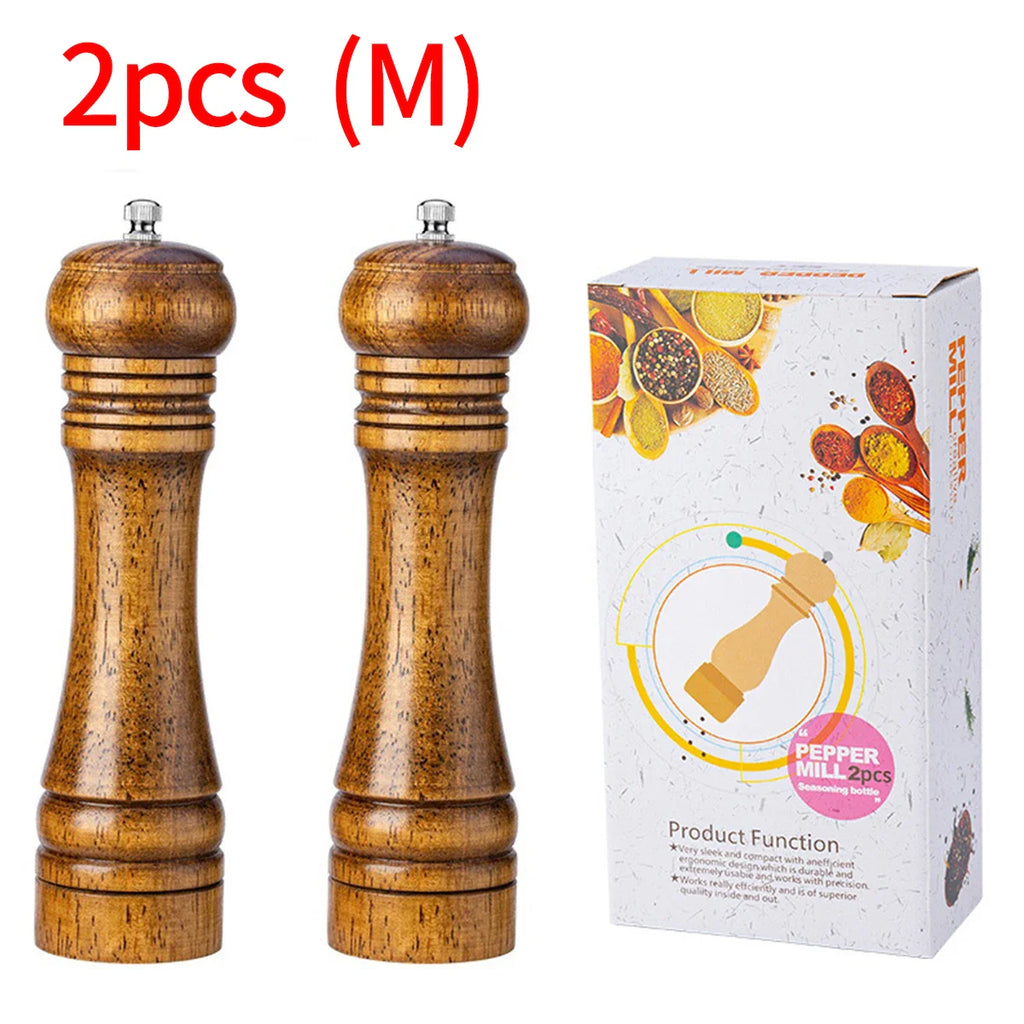 Oak Wood Manual Pepper Grinder – 5-inch (12.7 cm), 8-inch (20.3 cm), 10-inch (25.4 cm) Salt & Pepper Mill, Manual Spice Grinder