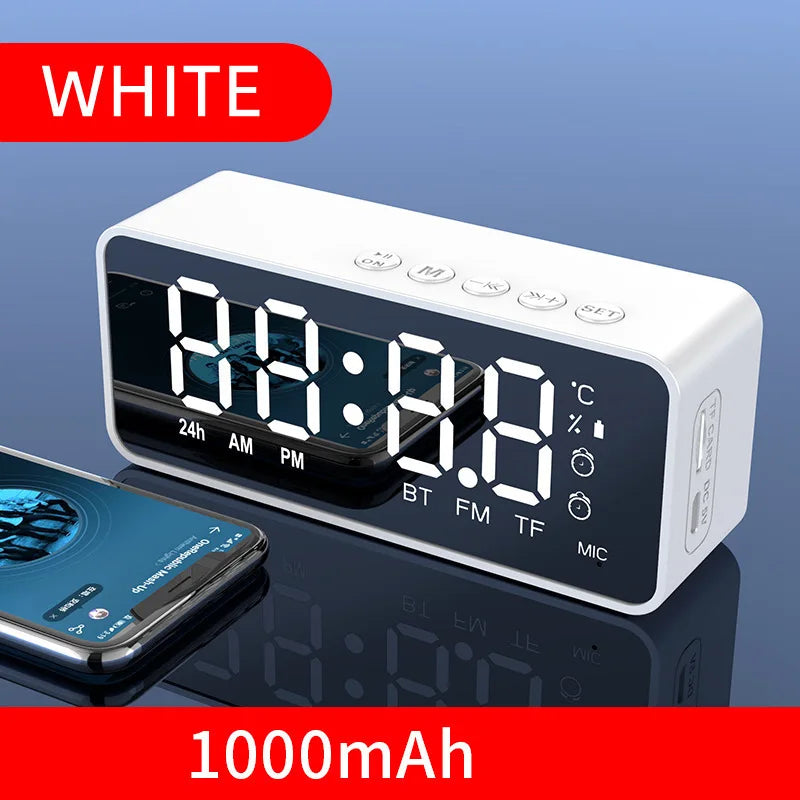 Portable Bluetooth Alarm Clock Speaker, FM Radio, TF Card & AUX, Mini Wireless Subwoofer Sound Box