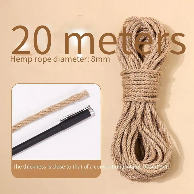 Sisal Hemp Cat Scratching Rope – 20 m (65.6 ft) & 50 m (164 ft) Durable Scratch-Resistant Rope for DIY Cat Trees and Posts