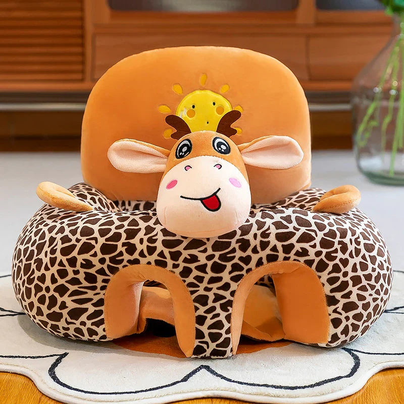 Plush Cartoon Baby Seat Cover (Cover Only) — Infant Sofa Support for Learn-to-Sit Toddlers, 21.7 x 21.7 x 15.7 in (55 x 55 x 40 cm), Washable