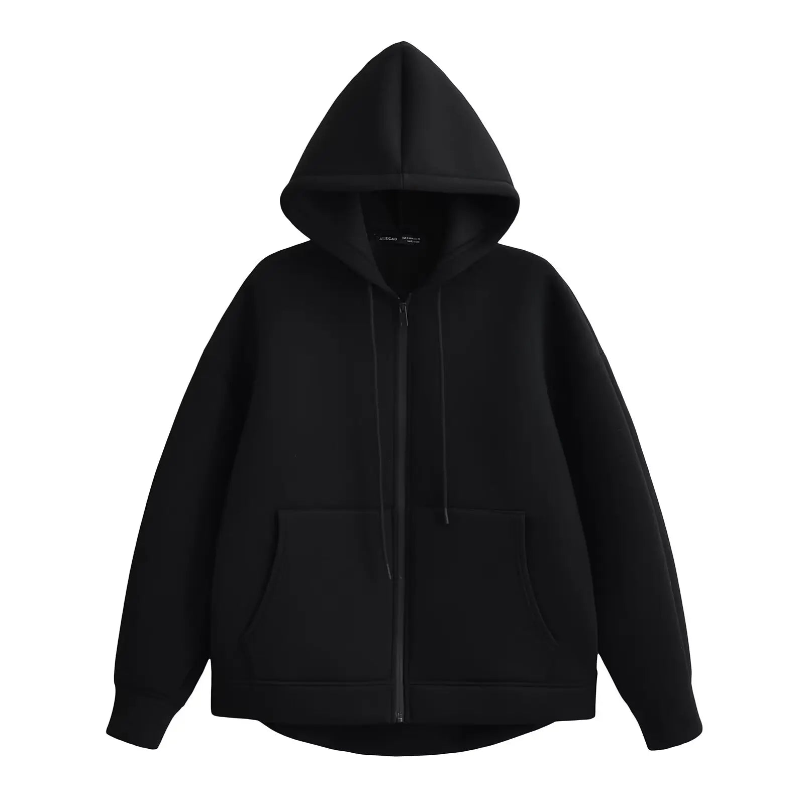 Women's Oversized Zipper Hoodie Jacket with Double Pockets - Casual Autumn/Winter Coat