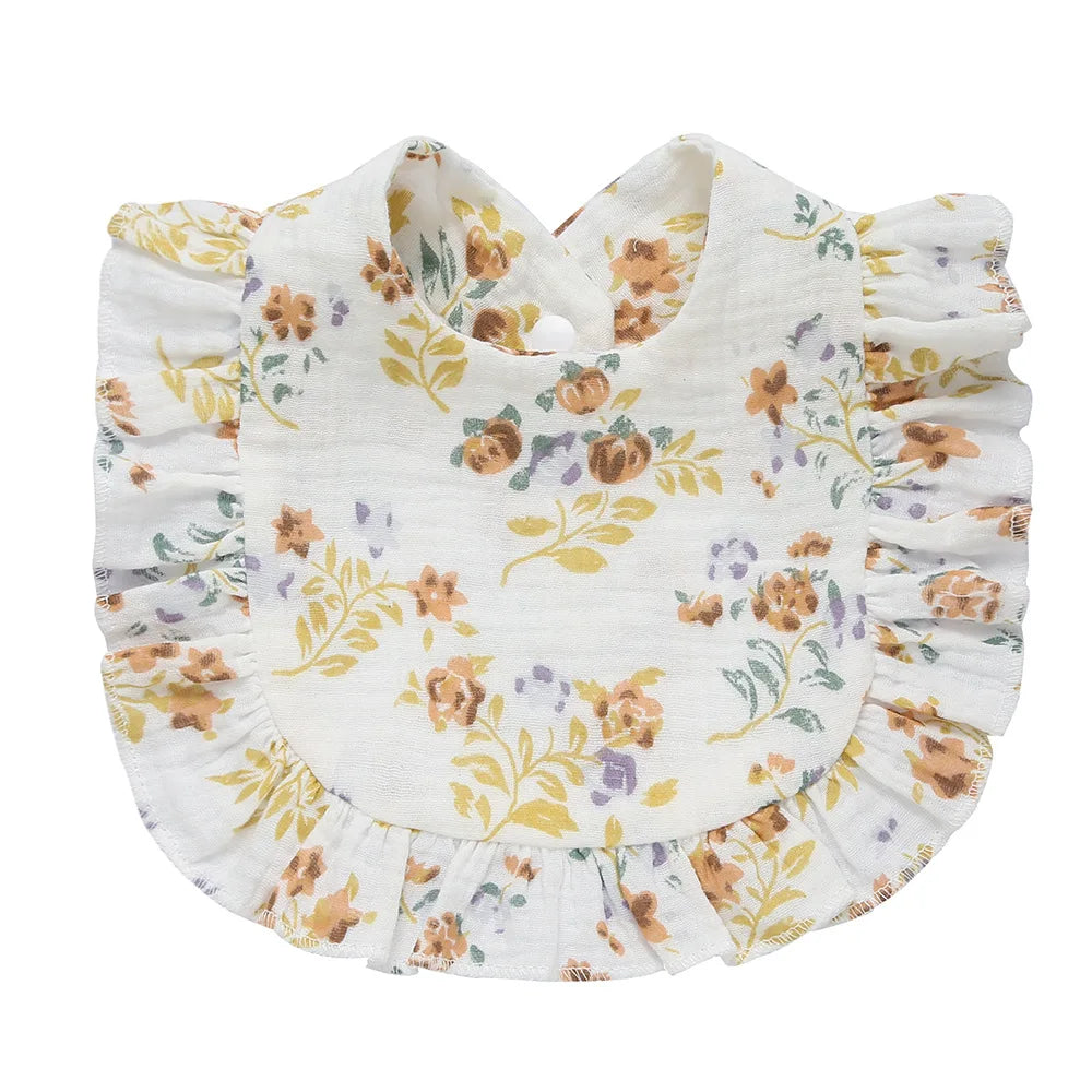 Muslin Cotton Baby Bibs & Burp Cloths - Ruffle Bandana Drool Bibs for Newborns