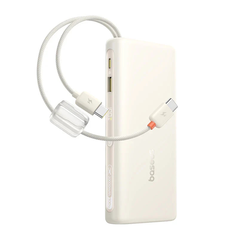 20000mAh 100W Power Bank with Built-In Dual USB-C Cables, Digital Display, Fast Charger for Phones, Tablets & Laptops