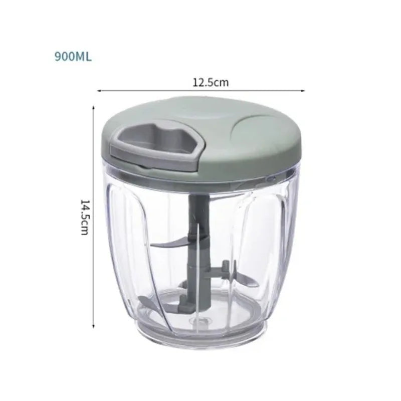 Manual Garlic and Food Chopper 500ml (17 fl oz) / 900ml (30 fl oz) — Hand Vegetable Cutter & Meat Grinder
