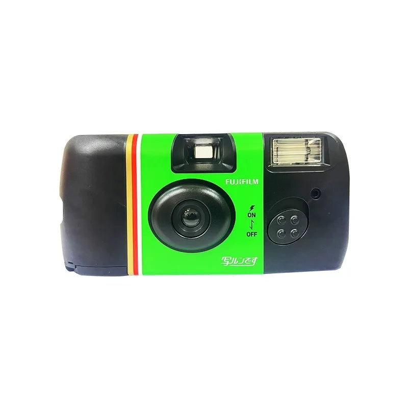 Single-Use Disposable Film Camera with Built-In Flash — 27 Exposures, ISO 400, 32mm Lens