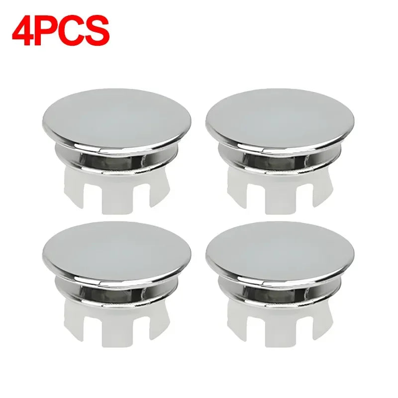 Sink Overflow Ring Cover 1/2/4-Pack Plastic Basin Overflow Hole Trim for Bathroom and Kitchen - Fits 22-24mm & 47-48mm Apertures