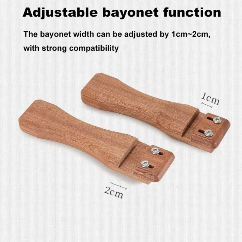 Wooden Grill Pan Handle 16 x 4 x 2 cm (6.3 x 1.6 x 0.8 in) – Adjustable Bayonet Heat-Resistant Insulated Grip for Outdoor Camping