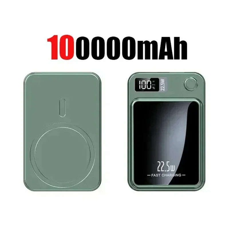 Magnetic Wireless Power Bank 100000mAh / 50000mAh – 22.5W Fast Charger, Portable Power Pack with LED Display, Type-C & Qi Wireless