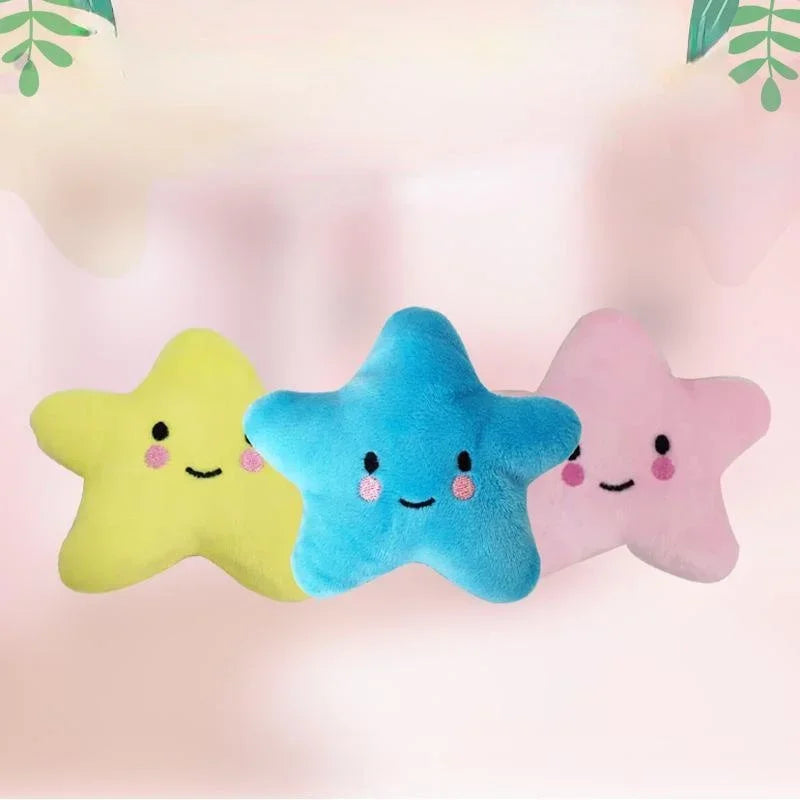 Squeaky Plush Pentagram Pet Toy for Dogs & Cats, Soft Fleece Squeaker, 3.9-5.1 in (10-13 cm)