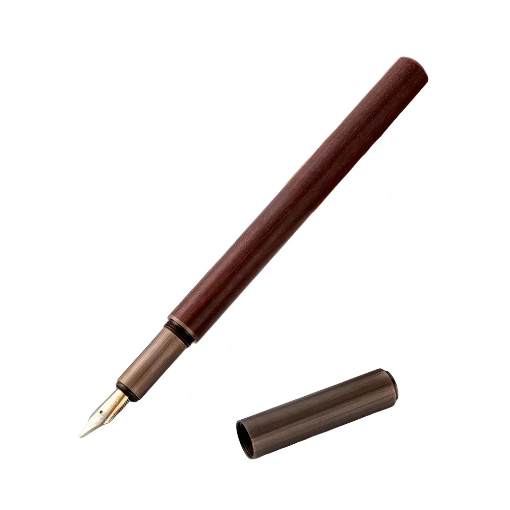 Retro Wood Bronze Fountain Pen 0.5mm Luxury Calligraphy & Office Writing Gift
