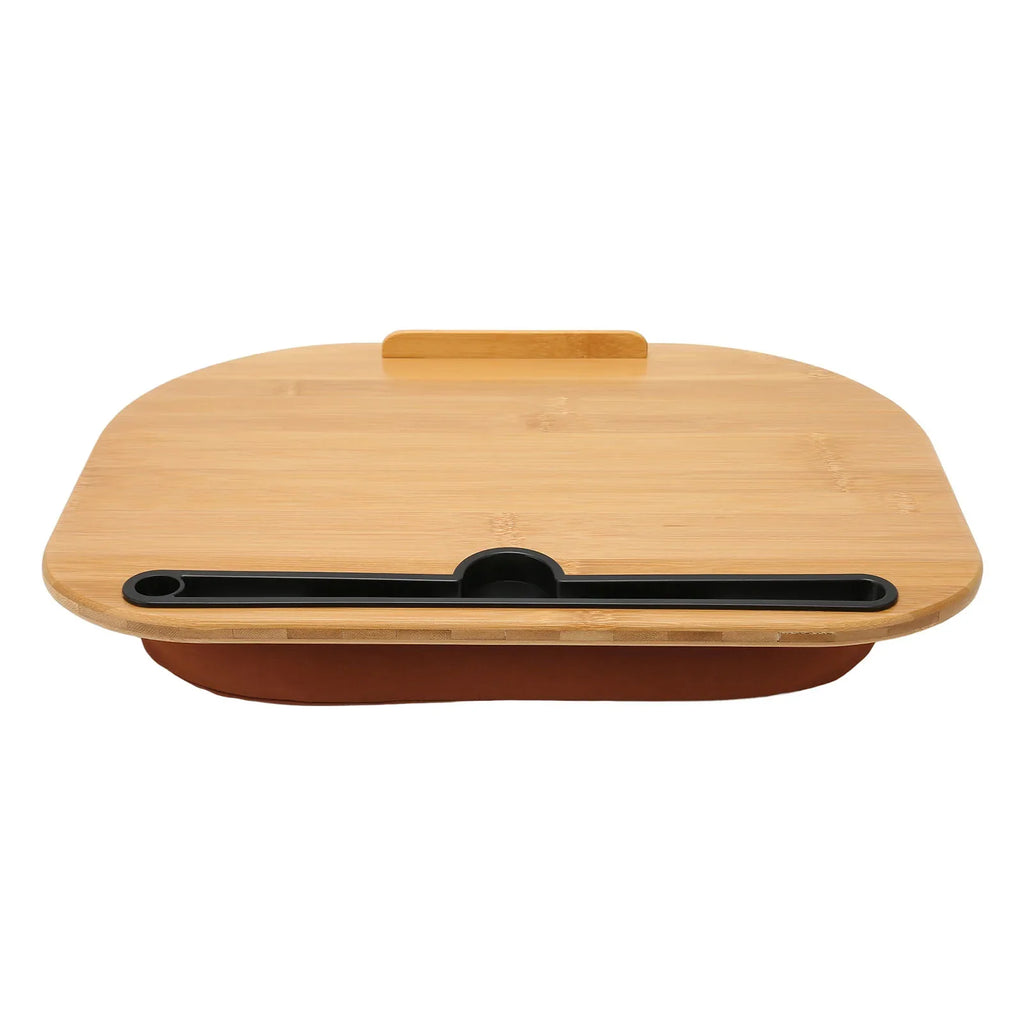 Bamboo Lap Desk with Cushion Pillow — Portable Laptop & Tablet Stand for Up to 15.6-inch (39.6 cm) Laptops