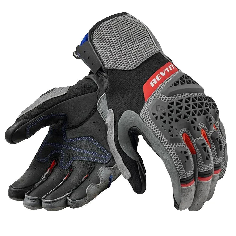 Leather Mesh Motorcycle Gloves for Men — Touchscreen Full-Finger Riding Gloves with Knuckle & Palm Protection