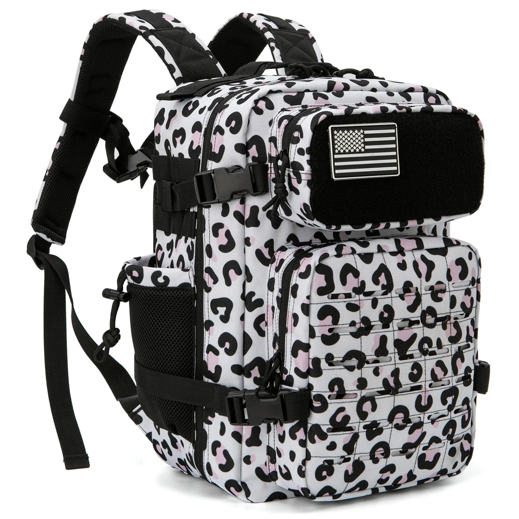Tactical 25L Laser-Cut MOLLE Backpack - 900D Polyester Water-Resistant Daypack with Velcro Patch Panel, 15.7 x 9.8 x 9.8 in (40 x 25 x 25 cm)