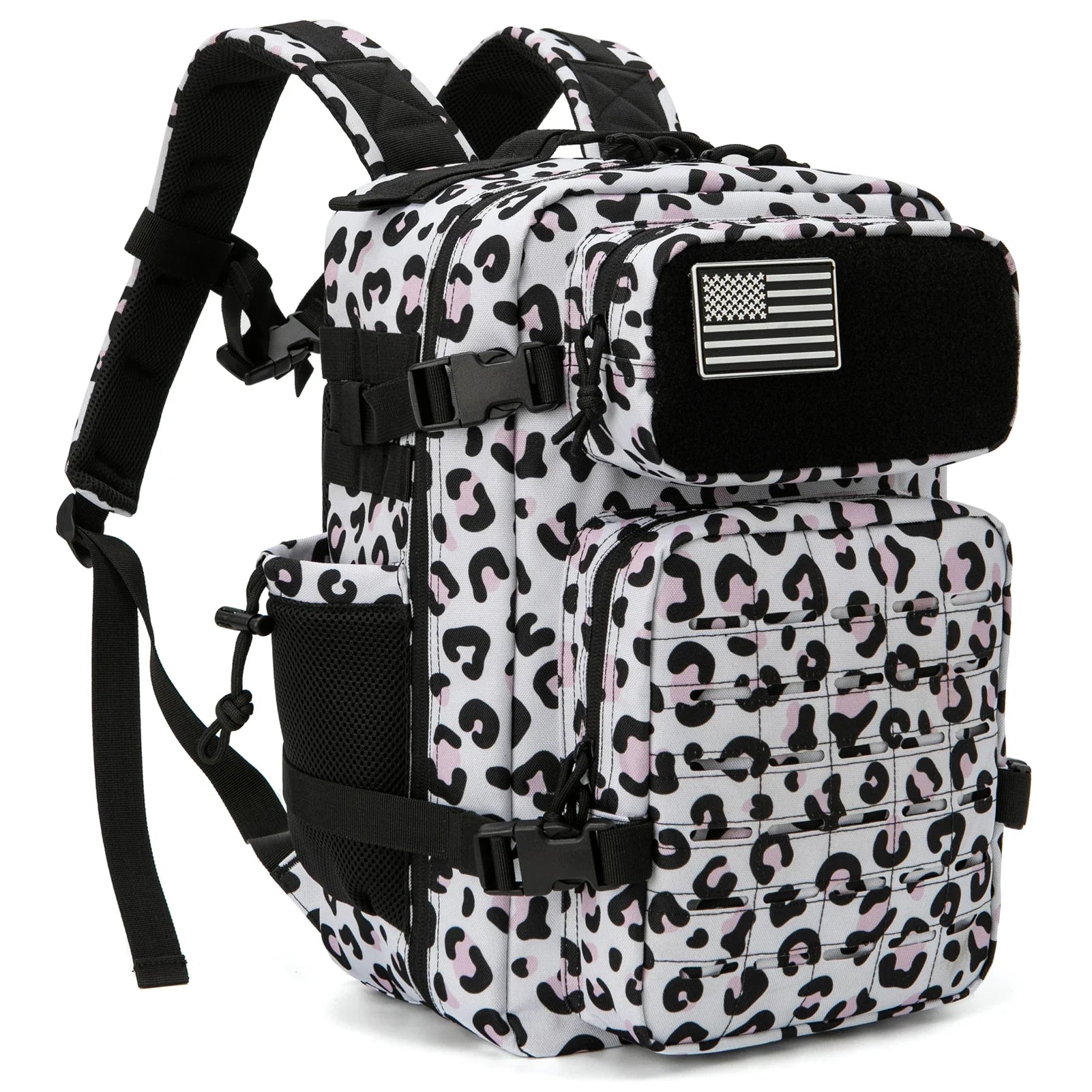Tactical 25L Laser-Cut MOLLE Backpack - 900D Polyester Water-Resistant Daypack with Velcro Patch Panel, 15.7 x 9.8 x 9.8 in (40 x 25 x 25 cm)