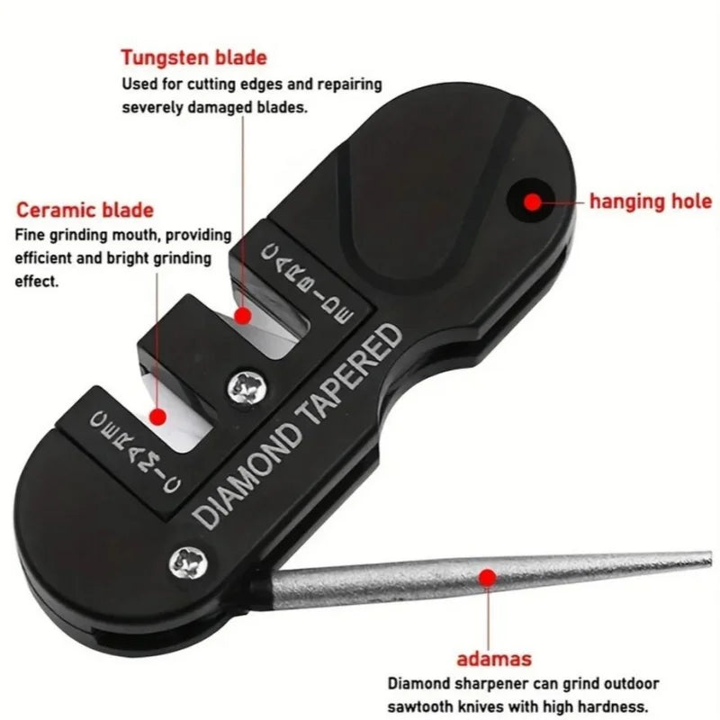 Portable Tungsten Carbide & Ceramic Knife Sharpener - Pocket Whetstone for Camping & Outdoor