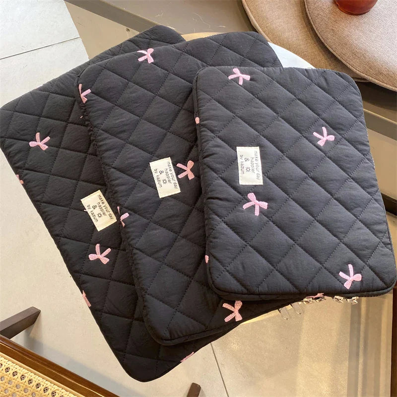 Floral Laptop & Tablet Sleeve 13.6/14/15/15.6 in (34.5–39.6 cm) + 10.5/10.9/11 in (26.7–27.9 cm) Soft Polyester Zipper Pouch