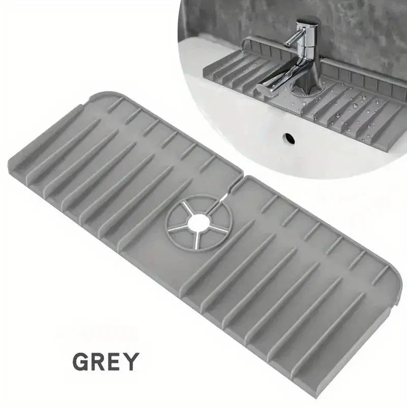 Silicone Sink Mat Sponge Holder – Wall-Mounted Dish Soap & Drain Pad Splash Guard Drying Mat 37 x 14 x 1.5 cm (14.6 x 5.5 x 0.6 in)