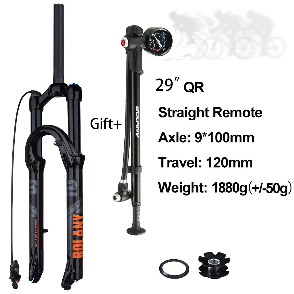 120mm (4.7in) Travel Mountain Bike Air Fork 27.5/29 in, 32mm (1.26in) Stanchion Magnesium Alloy Suspension - Orange