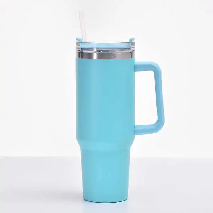40oz Vacuum Insulated Tumbler with Handle & Straw Lid | Stainless Steel Travel Bottle