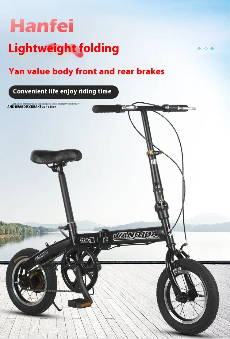 12-Inch (30 cm) Mini Folding Bike — Ultra-Light Unisex City Bicycle with Front & Rear Disc Brakes