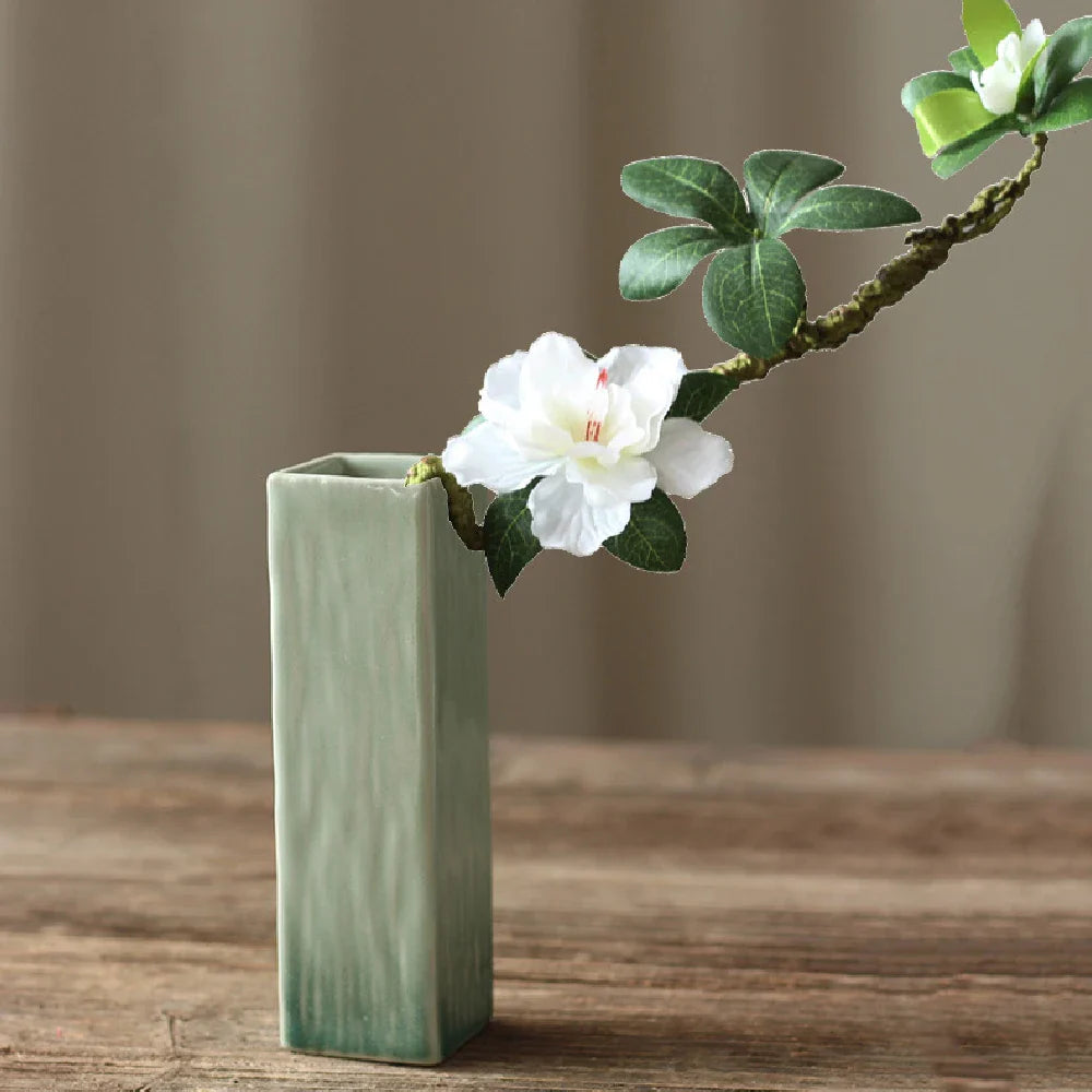 Simple Ceramic Porcelain Vase for Hydroponic Plants — Minimalist Small Vase for Living Room & Dining Table Decor
