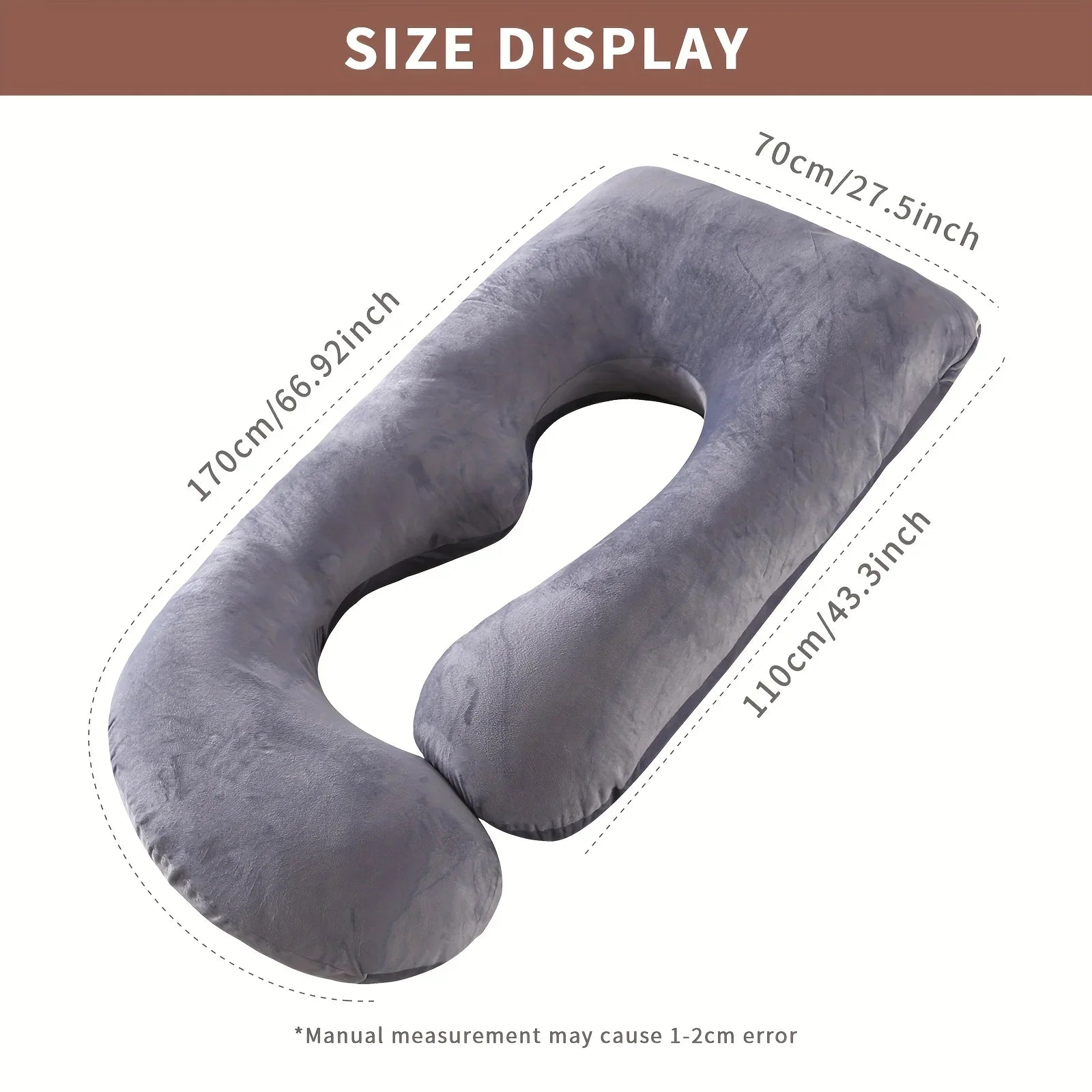 Detachable G-Shaped Maternity Pillow 36 x 28 x 14 cm (14.2 x 11.0 x 5.5 in) Crystal Velvet Pregnancy Support Cushion for Side Sleeping