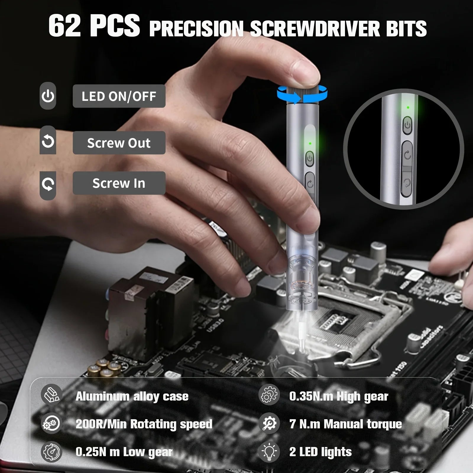 138-in-1 Mini Electric Screwdriver Set – Precision Magnetic Bits, Portable Rechargeable Alloy Kit for PC iPhone DIY Repairs