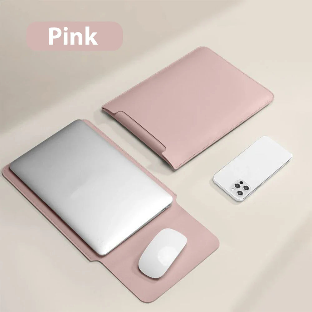 Laptop Sleeve Case 11/13/14/15/16 in (28–41 cm) – Waterproof PU Sleeve & Portable Mouse Pad, Fits 12.9 in Tablet