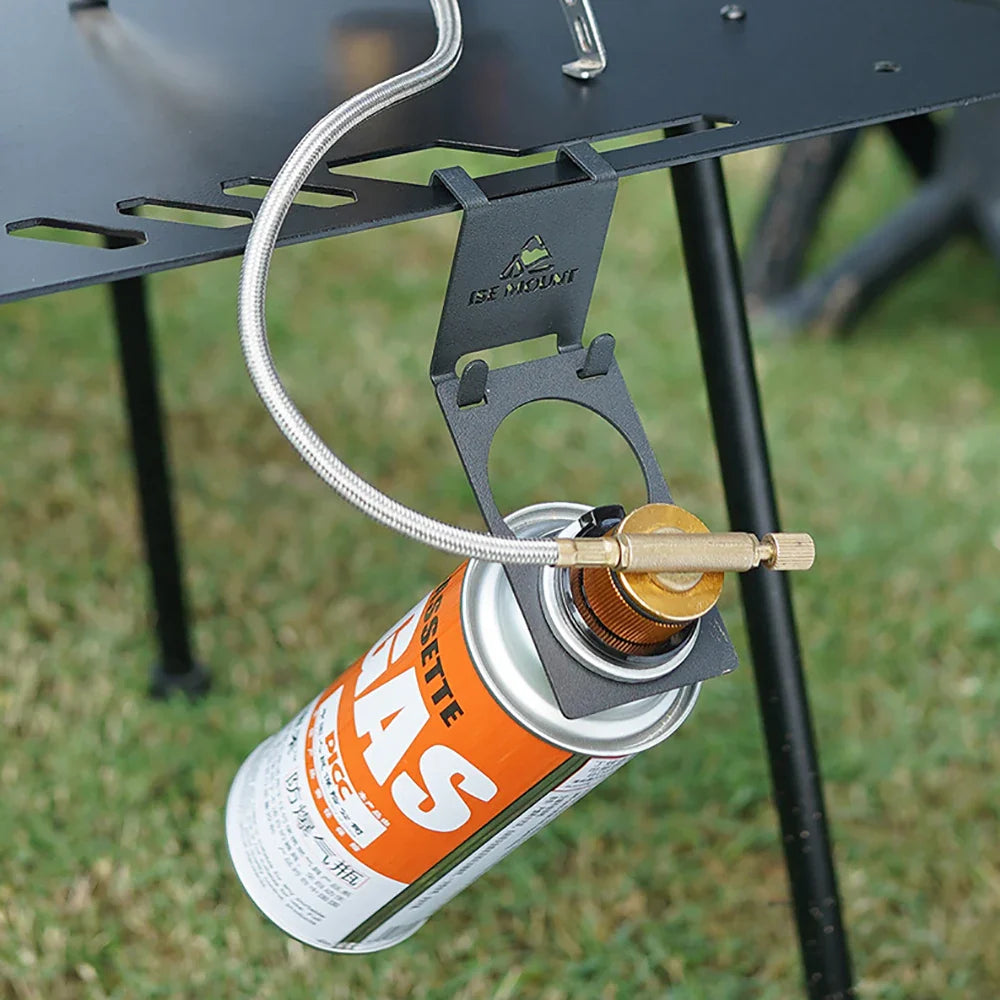 Gas Canister Hanging Hook for Camping Stoves — Stainless Steel Tabletop Canister Holder (Fits Tables up to 15.5mm/0.61in, Gaps >2mm)