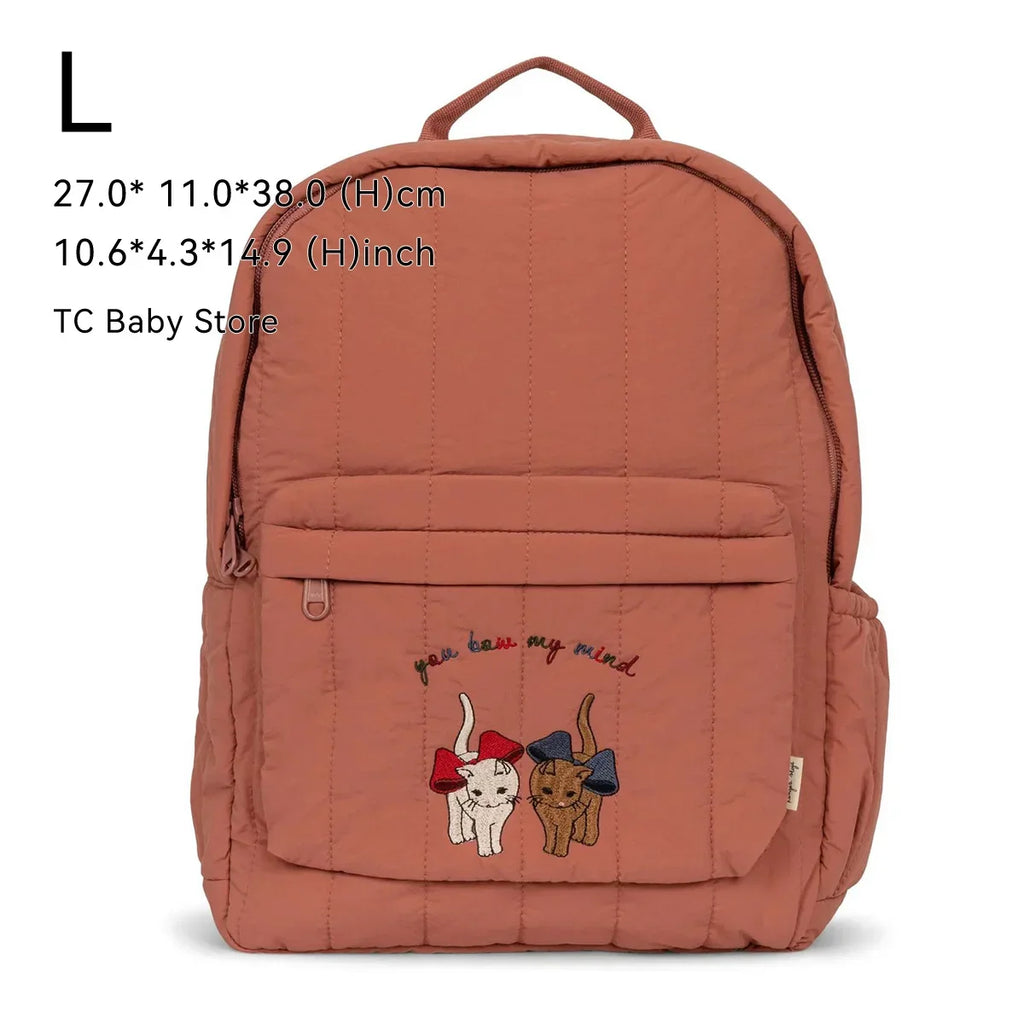 Kids Cotton Backpack (S/L) – Kindergarten & Travel Schoolbag for Toddlers, Children and Moms, Waterproof Geometric Cherry Lemon