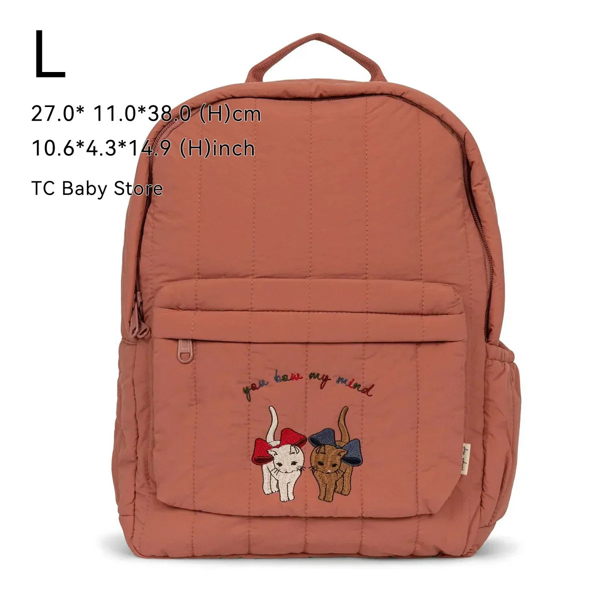 Kids Cotton Backpack (S/L) – Kindergarten & Travel Schoolbag for Toddlers, Children and Moms, Waterproof Geometric Cherry Lemon