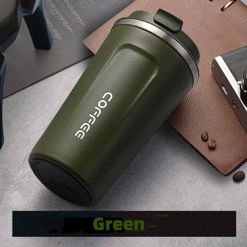 Stainless Steel Vacuum Travel Mug 380ml (12.8oz) & 510ml (17.2oz) Leakproof Thermos for Coffee and Water